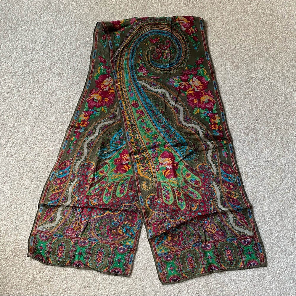 Vintage 100% Silk Paisley Scarf